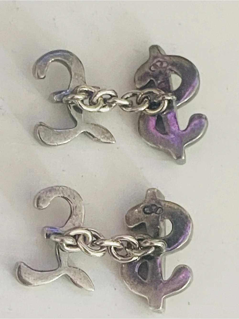 Links of London Sterling Silver Cufflinks 925 Dollar Pound Sign Vintage 1992